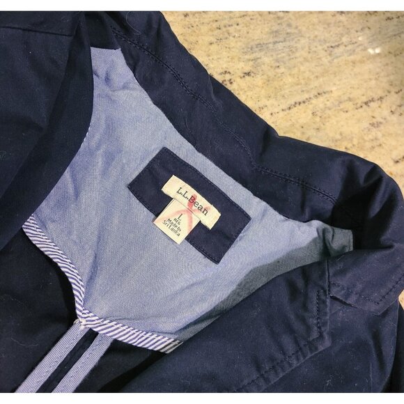 LL Bean Blazer Jacket Navy Blue Size L Stretch Cotton 2 button #501215 - Picture 8 of 13